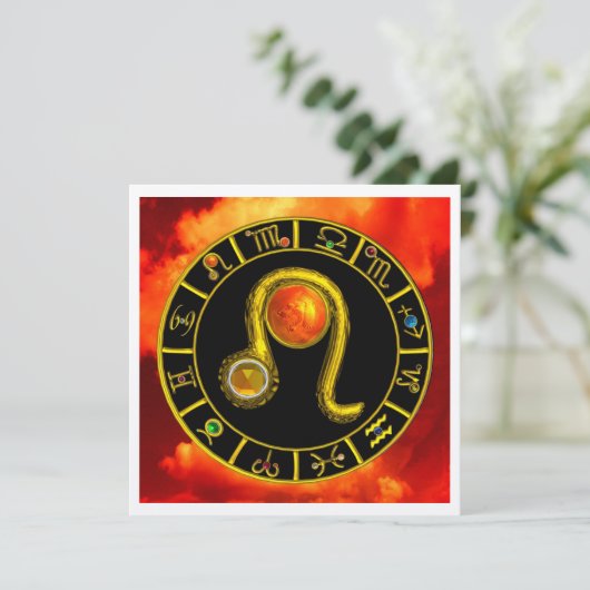 LEO, TOPAZ GEM, ZODIACELE SIGNALEN, ZODIAC BIRTHDA KAART (Staand voorkant)