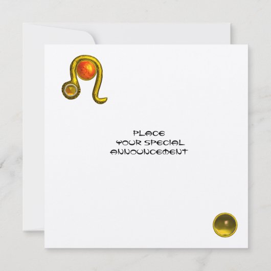 LEO, TOPAZ GEM, ZODIACELE SIGNALEN, ZODIAC BIRTHDA KAART (Achterkant)