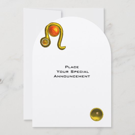 LEO, TOPAZ GEM, ZODIACELE SIGNALEN, ZODIAC BIRTHDA KAART (Achterkant)