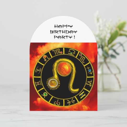 LEO, TOPAZ GEM, ZODIACELE SIGNALEN, ZODIAC BIRTHDA KAART (Staand voorkant)