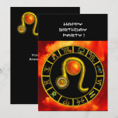 LEO, TOPAZ GEM, ZODIACELE SIGNALEN, ZODIAC BIRTHDA KAART (Voorkant / Achterkant)