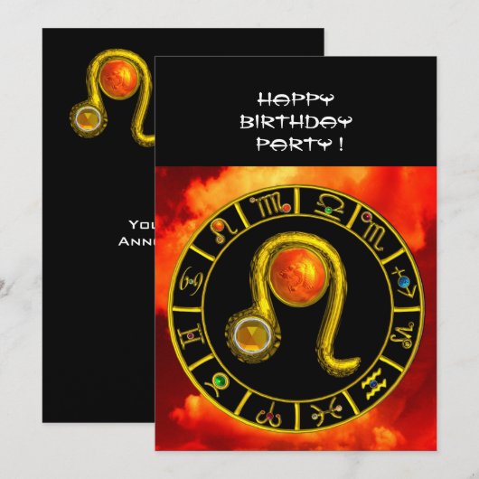 LEO, TOPAZ GEM, ZODIACELE SIGNALEN, ZODIAC BIRTHDA KAART (Voorkant / Achterkant)