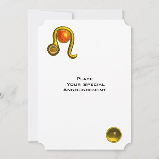 LEO, TOPAZ GEM, ZODIACELE SIGNALEN, ZODIAC BIRTHDA KAART (Achterkant)