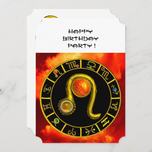 LEO, TOPAZ GEM, ZODIACELE SIGNALEN, ZODIAC BIRTHDA KAART (Voorkant / Achterkant)