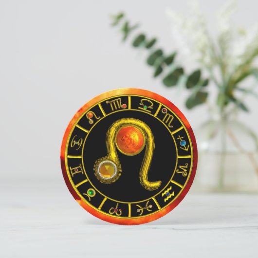 LEO, TOPAZ GEM, ZODIACELE SIGNALEN, ZODIAC BIRTHDA KAART (Staand voorkant)