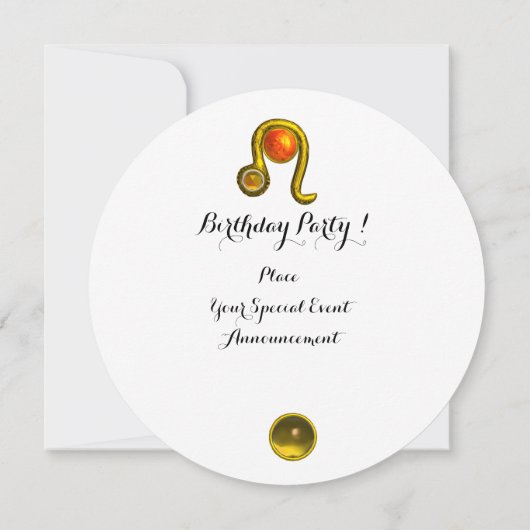 LEO, TOPAZ GEM, ZODIACELE SIGNALEN, ZODIAC BIRTHDA KAART (Achterkant)