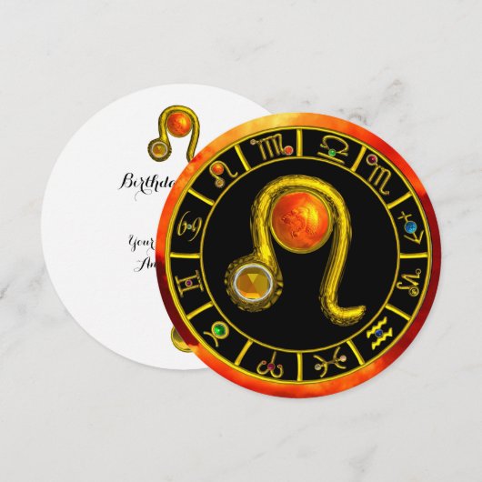 LEO, TOPAZ GEM, ZODIACELE SIGNALEN, ZODIAC BIRTHDA KAART (Voorkant / Achterkant)
