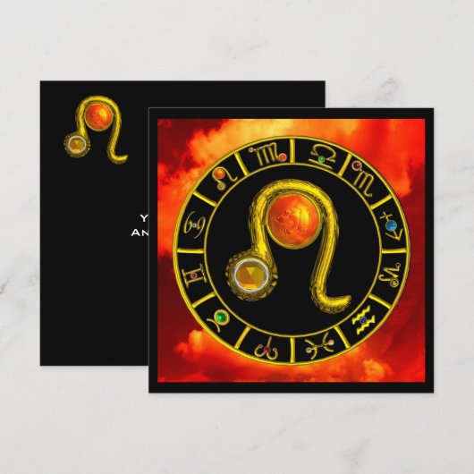 LEO, TOPAZ GEM, ZODIACELE SIGNALEN, ZODIAC BIRTHDA KAART (Voorkant / Achterkant)