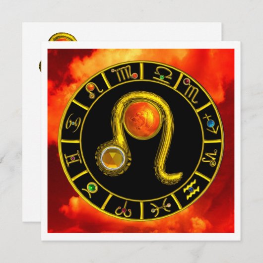 LEO TOPAZ, heldergeel rood oranje zilver Aankondiging (Voorkant / Achterkant)