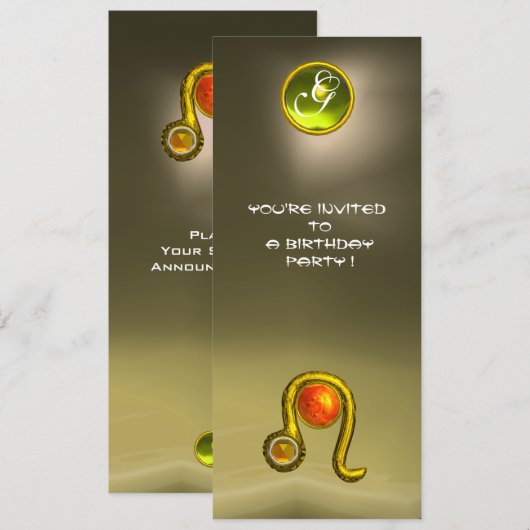 LEO TOPAZ MONOGRAM geel oranje rood grijs agaat Kaart (Voorkant / Achterkant)