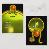 LEO, TOPAZ MONOGRAM heldergeel zwart sinaasappel Visitekaartje (Voorkant / Achterkant)