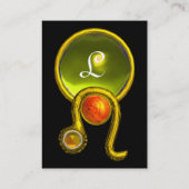 LEO, TOPAZ MONOGRAM heldergeel zwart sinaasappel Visitekaartje (Achterkant)