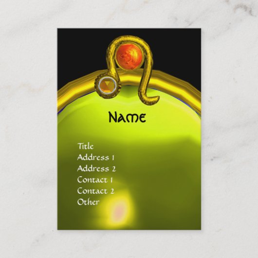 LEO, TOPAZ MONOGRAM heldergeel zwart sinaasappel Visitekaartje (Voorkant)