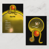LEO, TOPAZ MONOGRAM heldergeel zwart sinaasappel Visitekaartje (Voorkant / Achterkant)