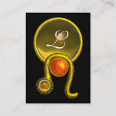 LEO, TOPAZ MONOGRAM heldergeel zwart sinaasappel Visitekaartje (Achterkant)