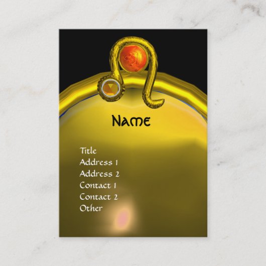 LEO, TOPAZ MONOGRAM heldergeel zwart sinaasappel Visitekaartje (Voorkant)