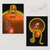 LEO, TOPAZ MONOGRAM heldergeel zwart sinaasappel Visitekaartje (Voorkant / Achterkant)