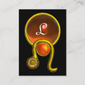 LEO, TOPAZ MONOGRAM heldergeel zwart sinaasappel Visitekaartje (Achterkant)