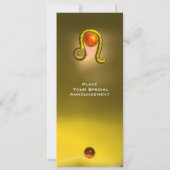 LEO TOPAZ MONOGRAM ZODIAC BIRTHDAY PARTY,Yellow Kaart (Achterkant)