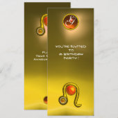 LEO TOPAZ MONOGRAM ZODIAC BIRTHDAY PARTY,Yellow Kaart (Voorkant / Achterkant)