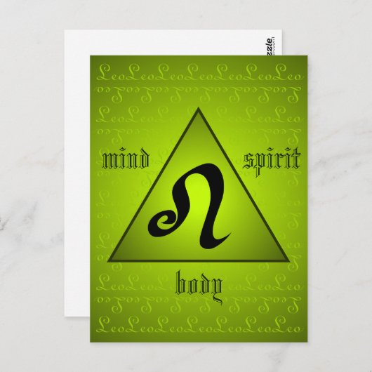 Leo Triangle Mind Body Spirit Holistic Green Briefkaart (Voorkant / Achterkant)