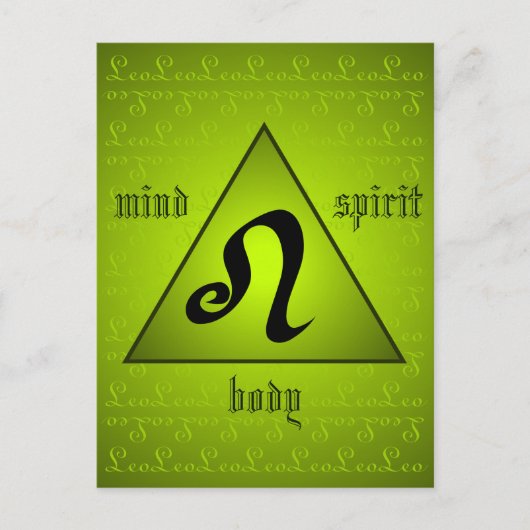 Leo Triangle Mind Body Spirit Holistic Green Briefkaart (Voorkant)