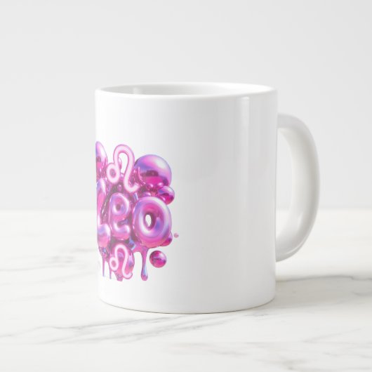 Leo Typography Pink Bubble Letters Mug  Grote Koffiekop (Voorkant rechts)