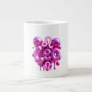 Leo Typography Pink Bubble Letters Mug  Grote Koffiekop