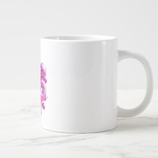 Leo Typography Pink Bubble Letters Mug  Grote Koffiekop (Rechts)