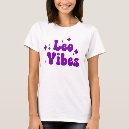 Leo Vibes Zodiac Astrology Paarse Stars T-shirt (Voorkant)