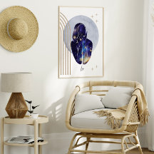 Leo Vrouwelijk Blauw Zodiac Design