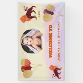 Leo Watercolor 1st Birthday Photo Sign Spandoek (Verticaal)