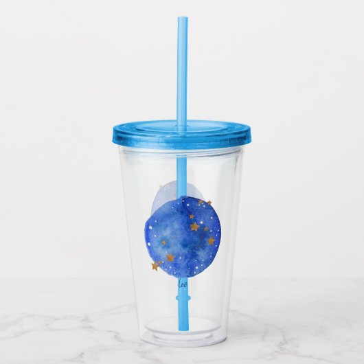 Leo Waterverf Night Sky Constellation Zodiac Acryl Drinkbeker (Voorkant)