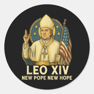 Leo XIV Nieuwe Paus Nieuwe Hoop Vlag Retro Vintage Ronde Sticker