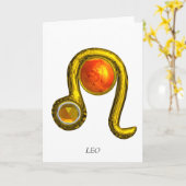 LEO Yellow Topaz & Gold Zodiac Birthday Kaart (Gele Bloem)