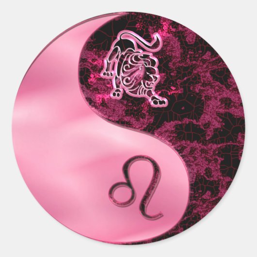 Leo Yin Yang Ronde Sticker (Voorkant)