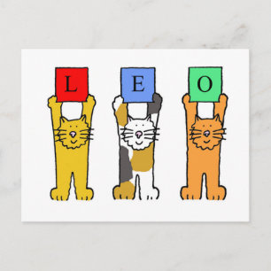 Leo Zodaic Sign Cartoon Cats. Briefkaart