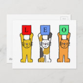 Leo Zodaic Teken Cartoon Katten. Briefkaart (Voorkant / Achterkant)