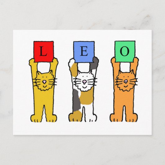 Leo Zodaic Teken Cartoon Katten. Briefkaart (Voorkant)