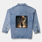 Leo Zodiac Art - Majestueuze leeuw en sterrenbeeld Denim Jacket (Achterkant)