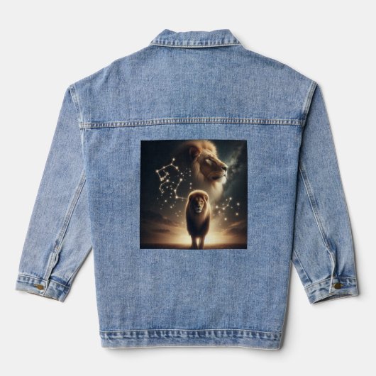 Leo Zodiac Art - Majestueuze leeuw en sterrenbeeld Denim Jacket (Achterkant)