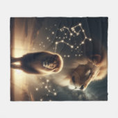 Leo Zodiac Art - Majestueuze leeuw en sterrenbeeld Fleece Deken (Voorkant (Horizontaal))