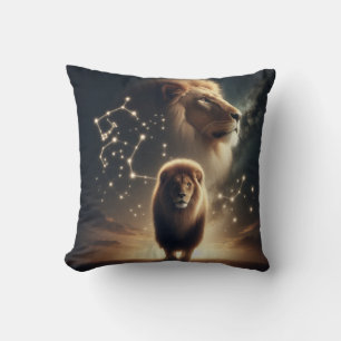 Leo Zodiac Art - Majestueuze leeuw en sterrenbeeld Kussen