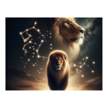Leo Zodiac Art - Majestueuze leeuw en sterrenbeeld