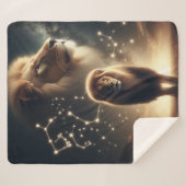 Leo Zodiac Art - Majestueuze leeuw en sterrenbeeld Sherpa Deken (Voorkant (horizontaal))