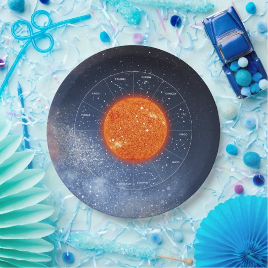 Leo Zodiac Astrological Sign - Fiery Golden Sun Papieren Bordje (Feest)