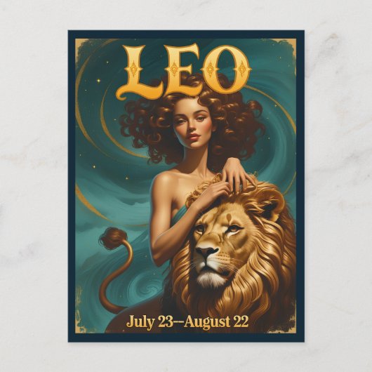 Leo Zodiac Astrologie Verjaardag Briefkaart (Voorkant)