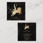 *~* LEO Zodiac Astrology Reading Black Gold Vierkante Visitekaartje (Voorkant / Achterkant)