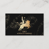 *~* LEO Zodiac Astrology Reading Gold Black Visitekaartje (Voorkant)