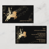 *~* LEO Zodiac Astrology Readings Gold Black Visitekaartje (Voorkant / Achterkant)